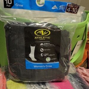 Athletic Works Black Women's Crew Socks - 10 Pack